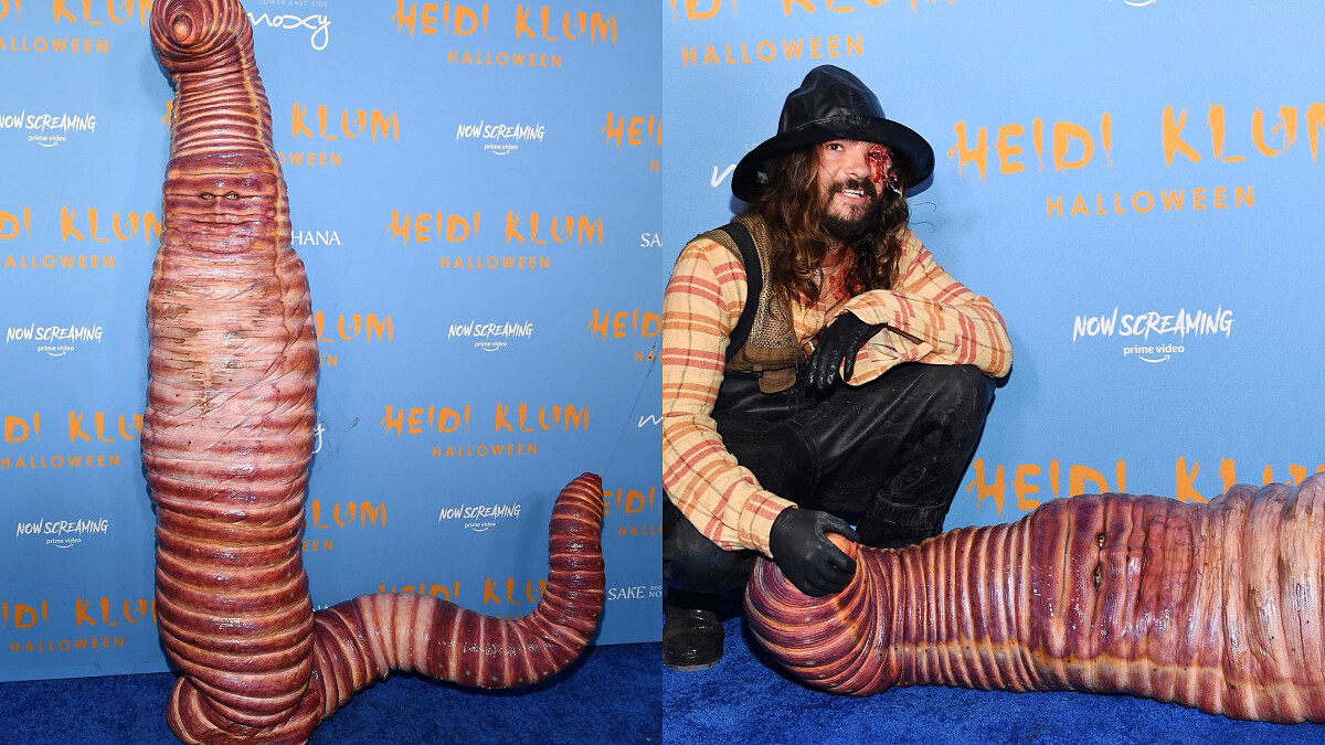 2022萬聖節名人扮什麼：Heidi Klum不愧是萬聖節女王，巨型蚯蚓扮相超逼真