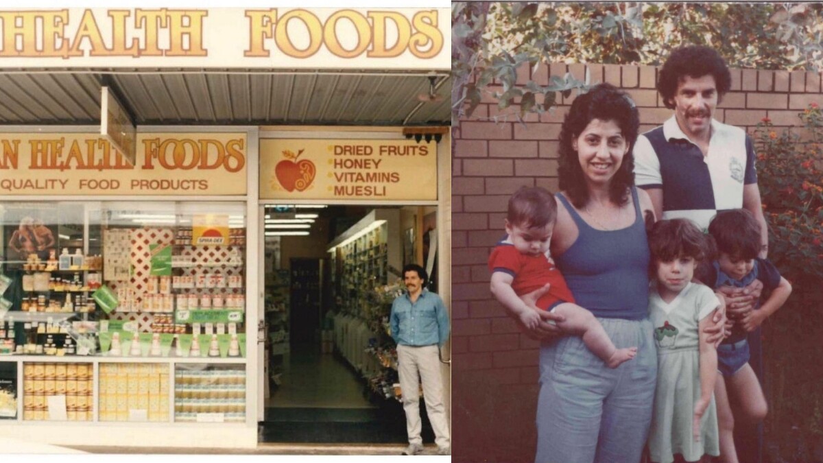 澳洲格蘭特Grants家族成員1984年的合照，以及Michael當年與自家經營的健康食品商店合照。