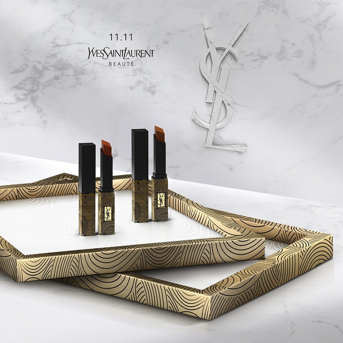 YSL奢華緞面絨霧唇膏縱情自我系列情境圖。