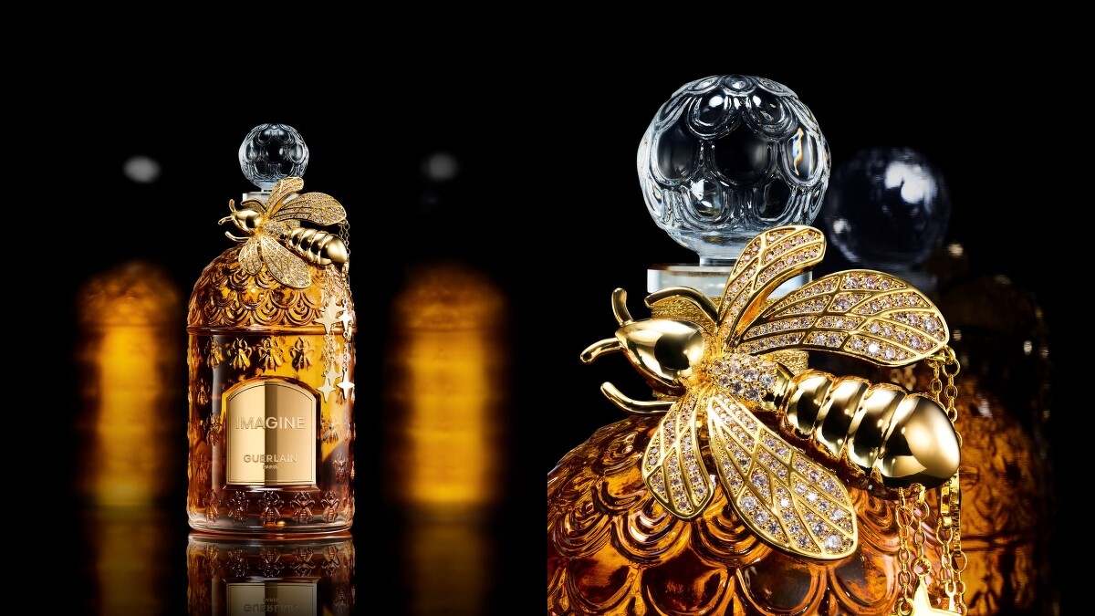 嬌蘭冬晨之境淡香精精鐫鎏金蜂印瓶情境。