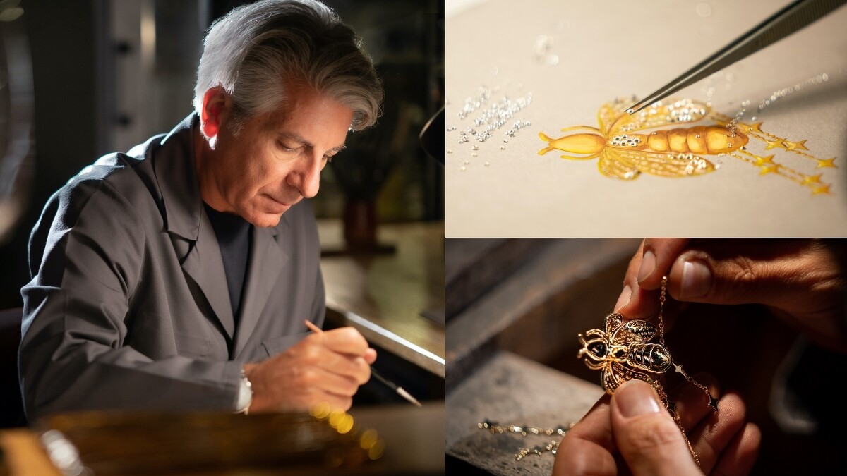 嬌蘭冬晨之境淡香精精鐫鎏金蜂印瓶工藝情境圖。