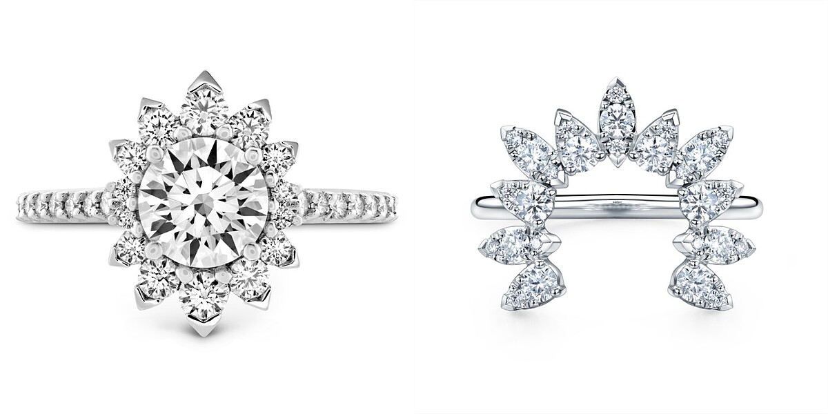 Behati Say it Your Way 白K金鑽石戒指(主鑽0.30ct起) NT149,000起、Aerial Sunburst白K金鑽石戒指NT$124,000。