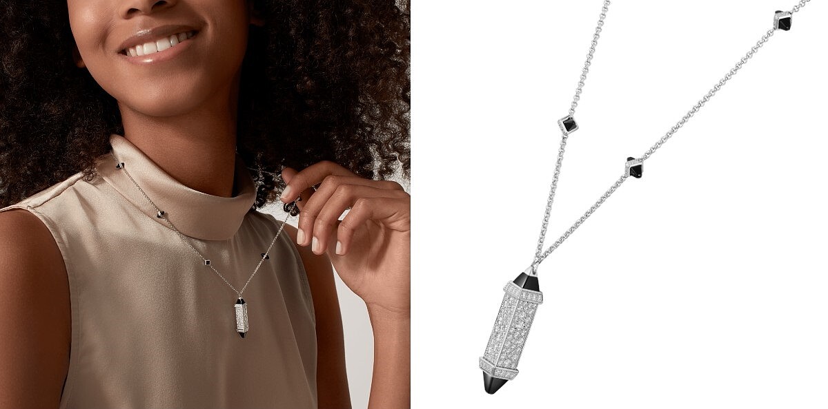 LES BERLINGOTS DE CARTIER項鍊，縞瑪瑙與鑽石。