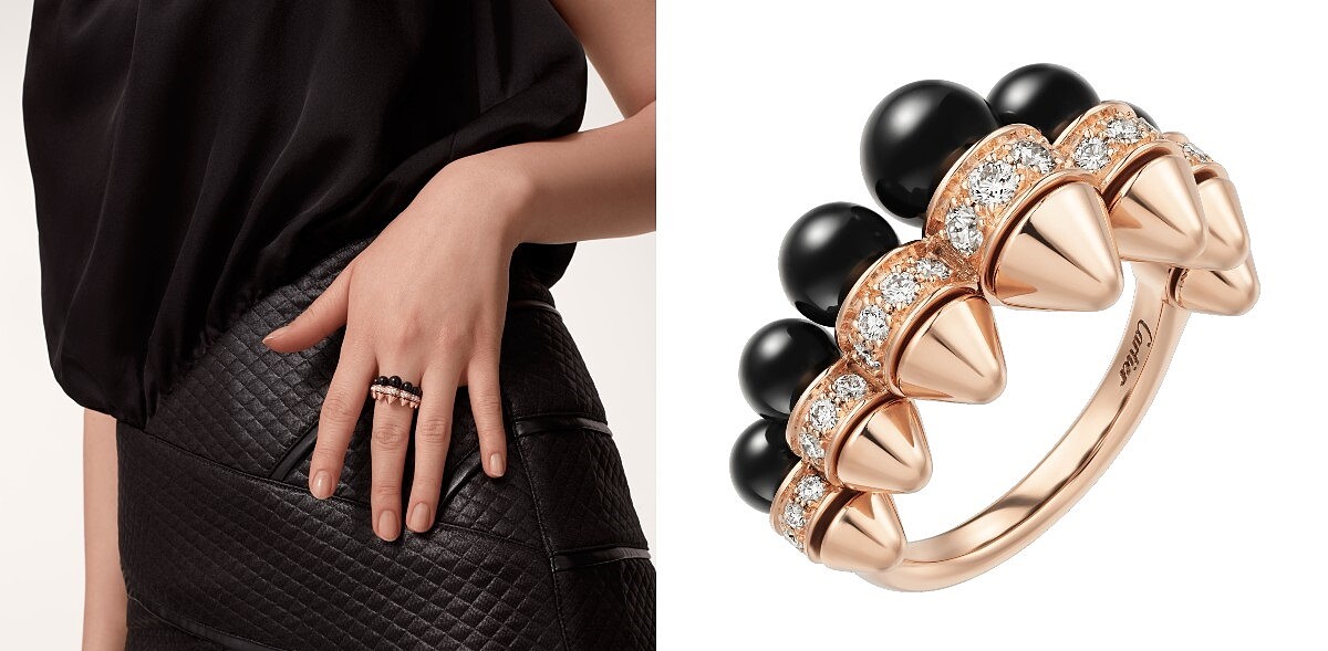 Clash de Cartier系列戒指，玫瑰金、縞瑪瑙、鑽石。