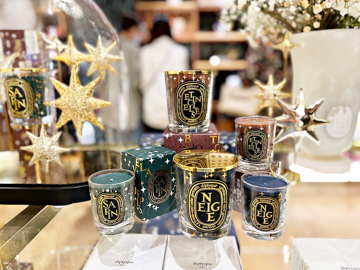 Diptyque 2022聖誕蠟燭(冷杉、星光、白雪)70g，NT1,400、190g，NT2,450