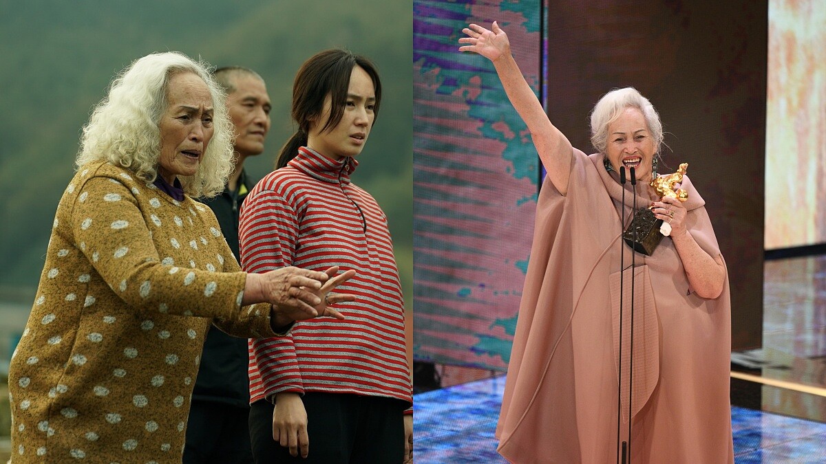 林詹珍妹奪2022金馬獎最佳女配角!75歲素人阿嬤成大黑馬,甜笑領獎座直呼:「好重喔~」