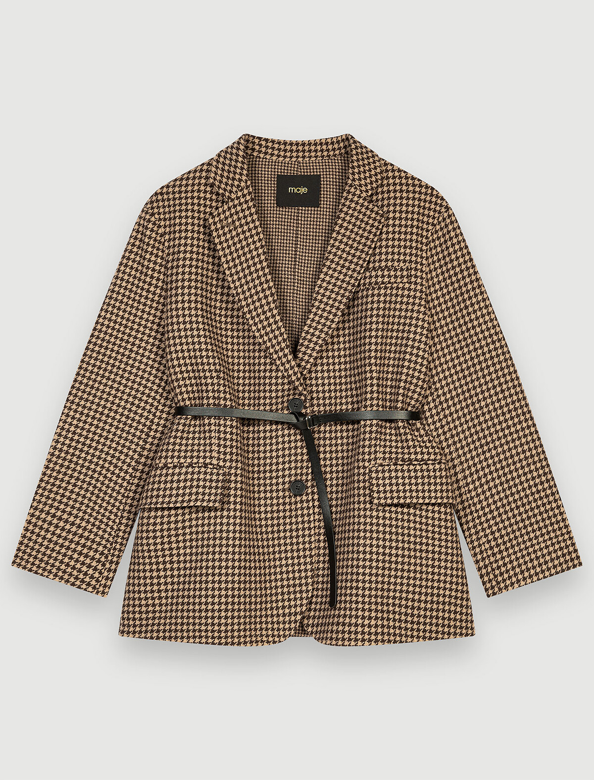 Maje 千鳥格紋腰帶西裝外套，NT21,990。
