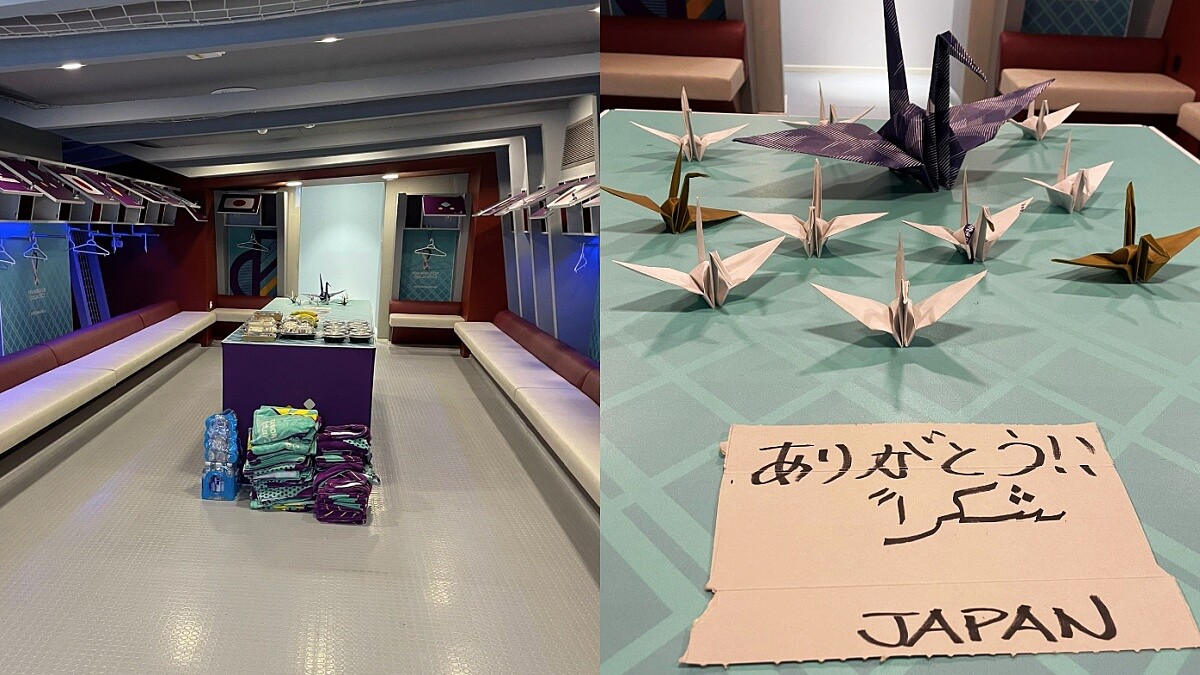 日本隊歸還休息室，不僅環境整潔還留下紙鶴致意