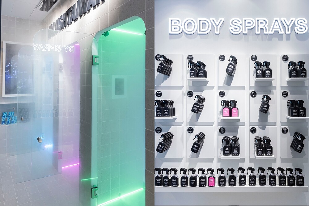 LUSH台北忠孝店還有獨立的身體噴霧區域。