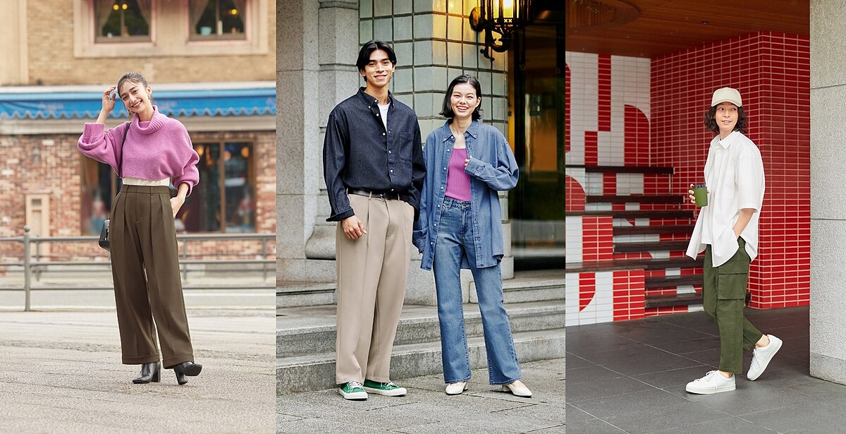 ▲「女裝內打摺寬褲」（圖左）首次推出限定優惠$690元，「男裝牛仔寬鬆襯衫」（圖中）推出優惠價$590元、「男裝工作九分褲」（圖右）祭出$790元折扣，多樣化的時尚單品，為冬季創造穿搭無限可能。