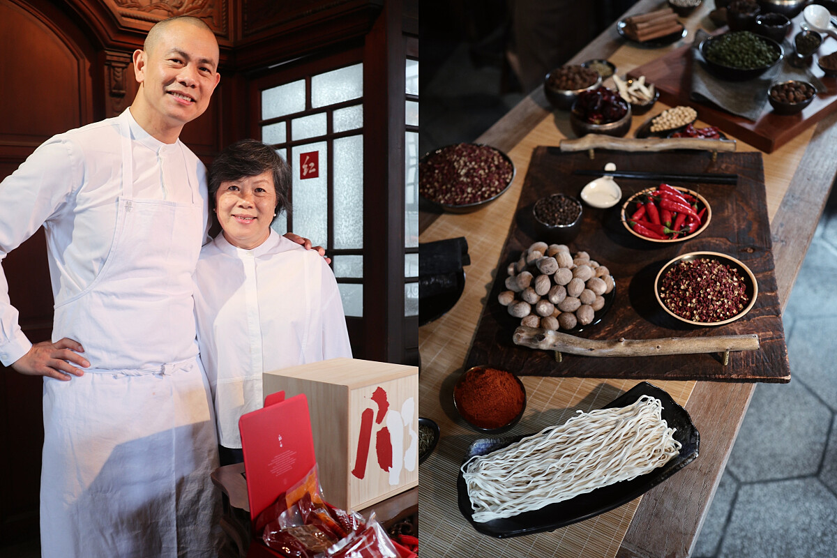 「紅白牛肉麵」發表現場,神秘嘉賓江媽媽特地到現場支持主廚。