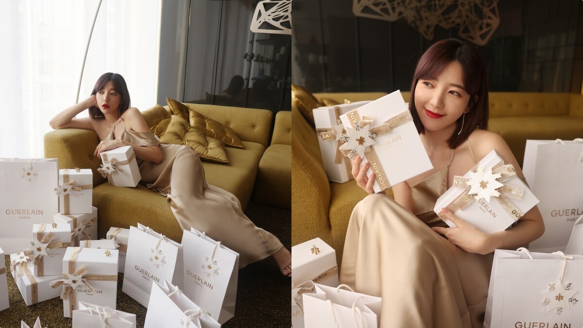 嬌蘭品牌大使郭雪芙與聖誕禮盒。