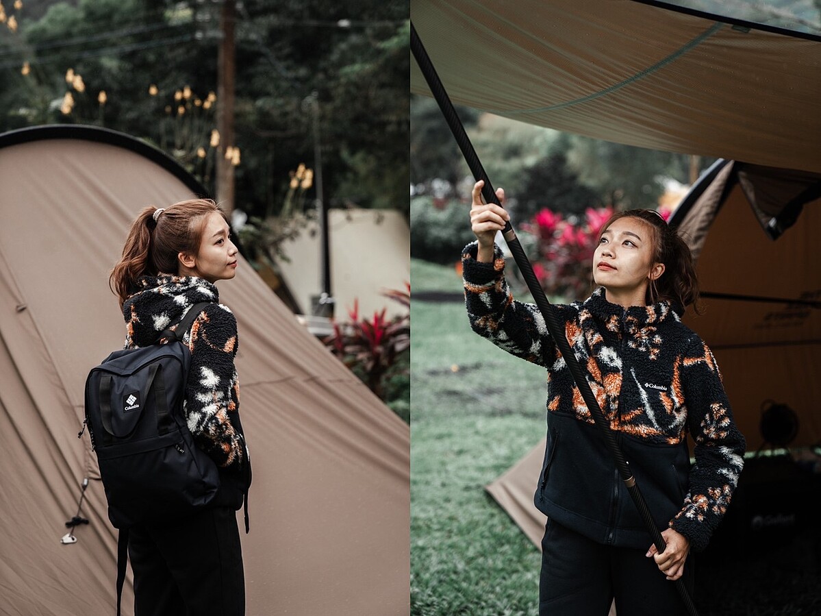 刷毛連帽外套、後背包 (可放置15&rdquo;筆電)，all by Columbia。