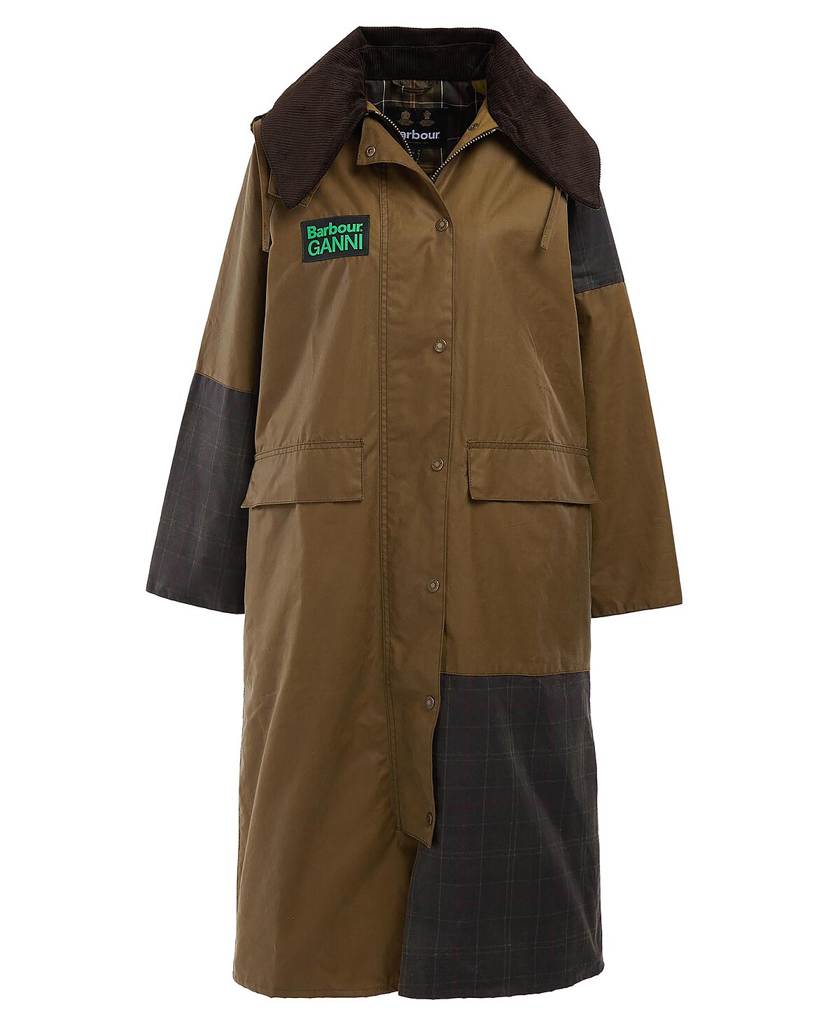 Barbour x GANNI - Burghley 長版油布外， NT26,800。