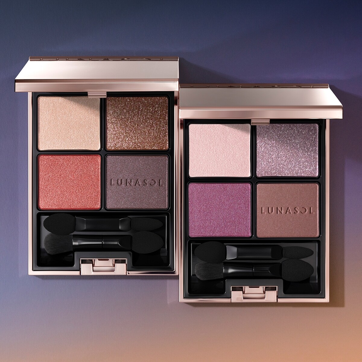 LUNASOL晶巧霓光眼彩盒(左) EX26 Twilight Moon、(右) EX27 Mystic Aurora。