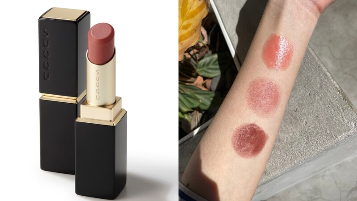 左:SUQQU 晶采淨妍潤唇膏#101霞薔薇,NT1,500 、右:上至下為124、潤唇膏、125