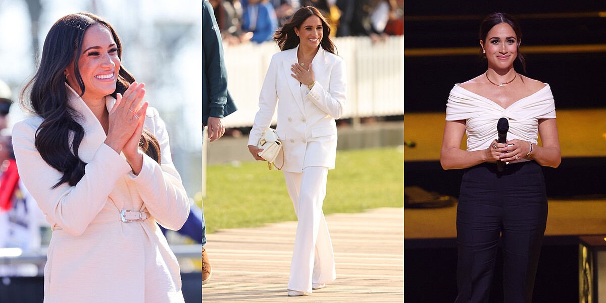 梅根2022四月期間到荷蘭參加勇士運動會活動,服裝造型多以氣質奶白為主