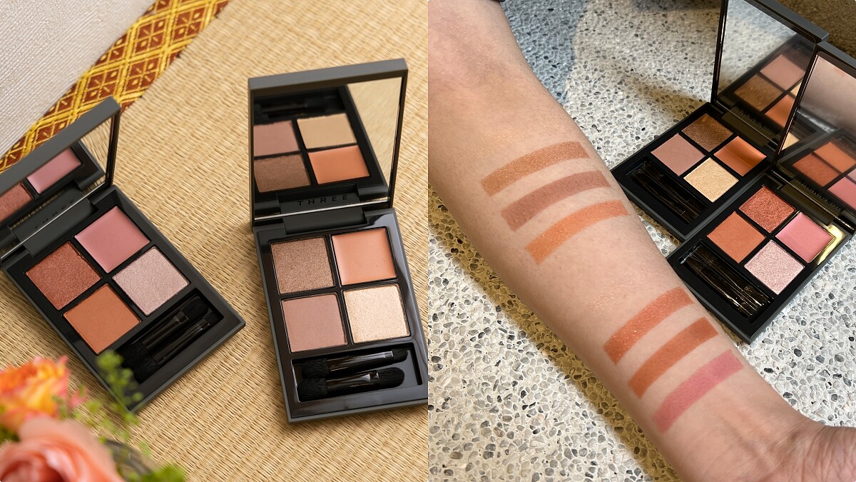 THREE魅光幻眸眼采盒(#12 INFINITY BLISS華美銅橙、#13 ACTIVE ENCHANTMENT唯美裸金)。