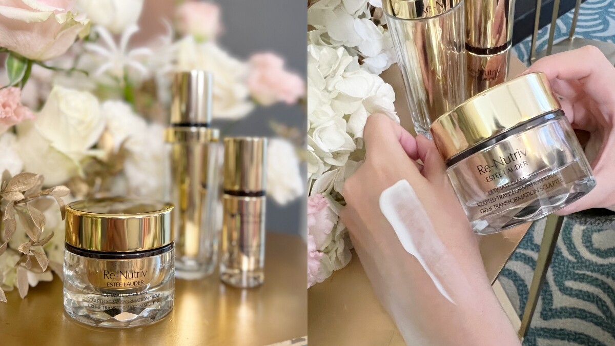 雅詩蘭黛白金級黑鑽松露塑顏奇蹟霜實品與質地。)