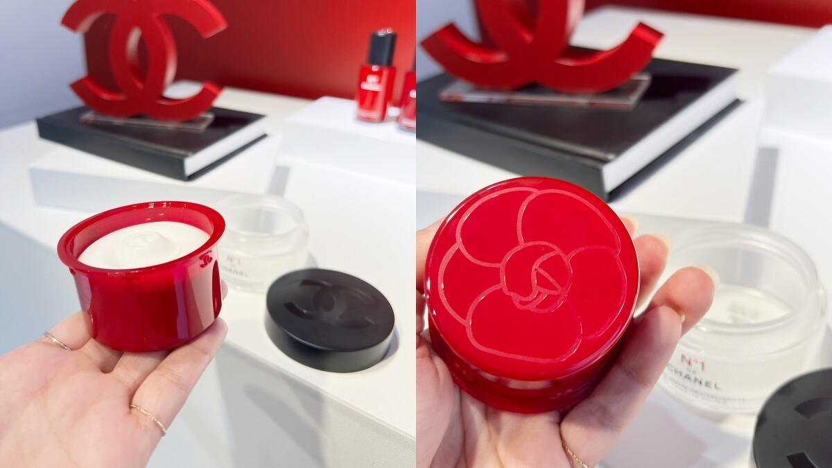 香奈兒1號紅色山茶花豐潤乳霜50g，NT4,000、補充瓶50g，NT3,320