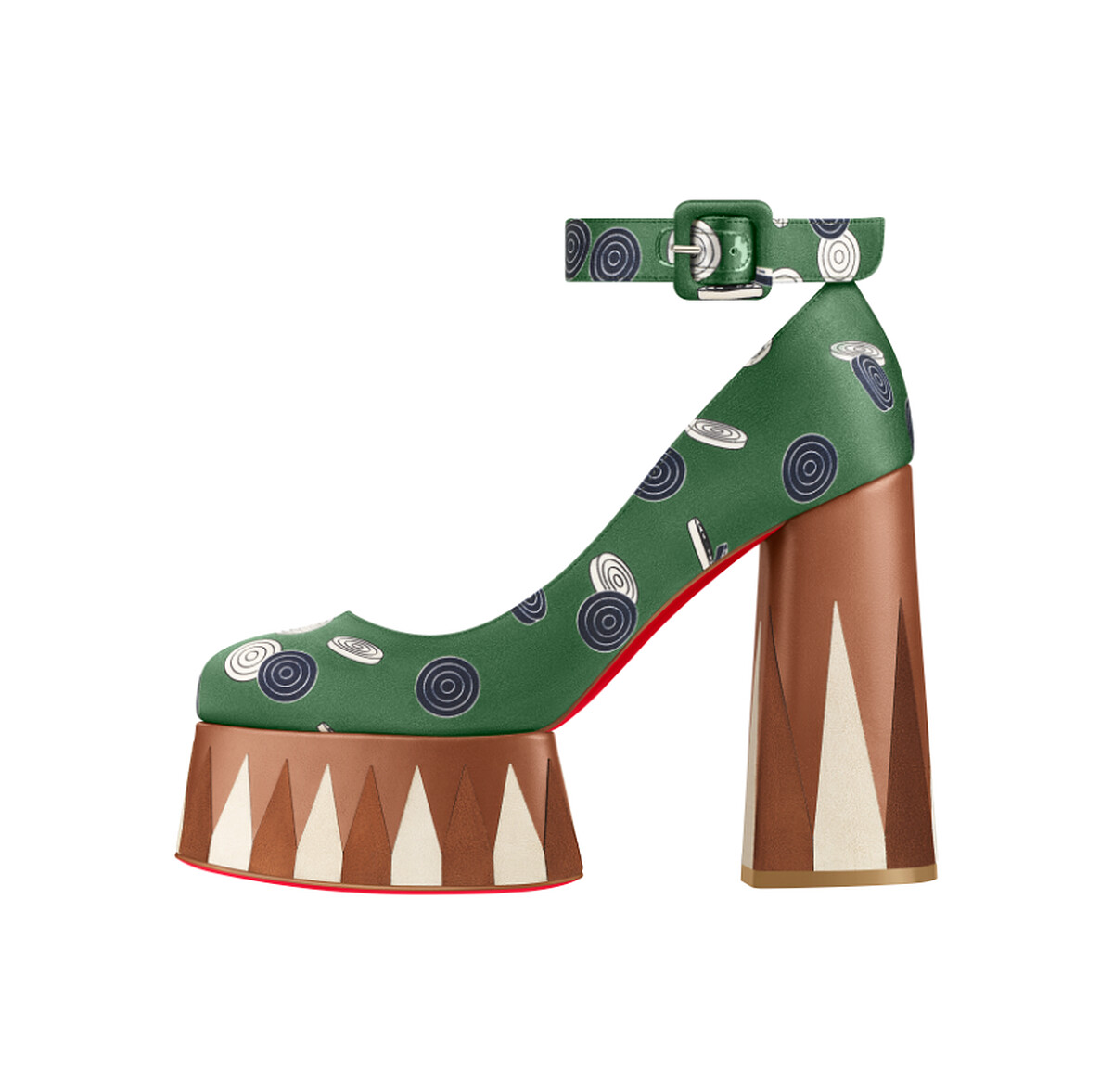 Yazefir 綠色拼接咖啡色厚底繫帶厚底鞋，NT69,200。