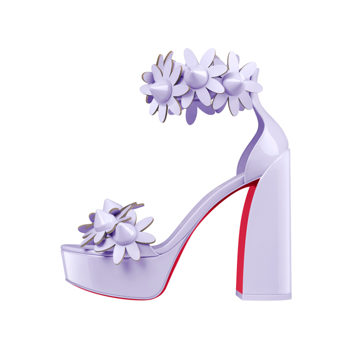 Daisy Spikes Alta 粉紫色小雛菊裝飾厚底高跟鞋，NT47,500。