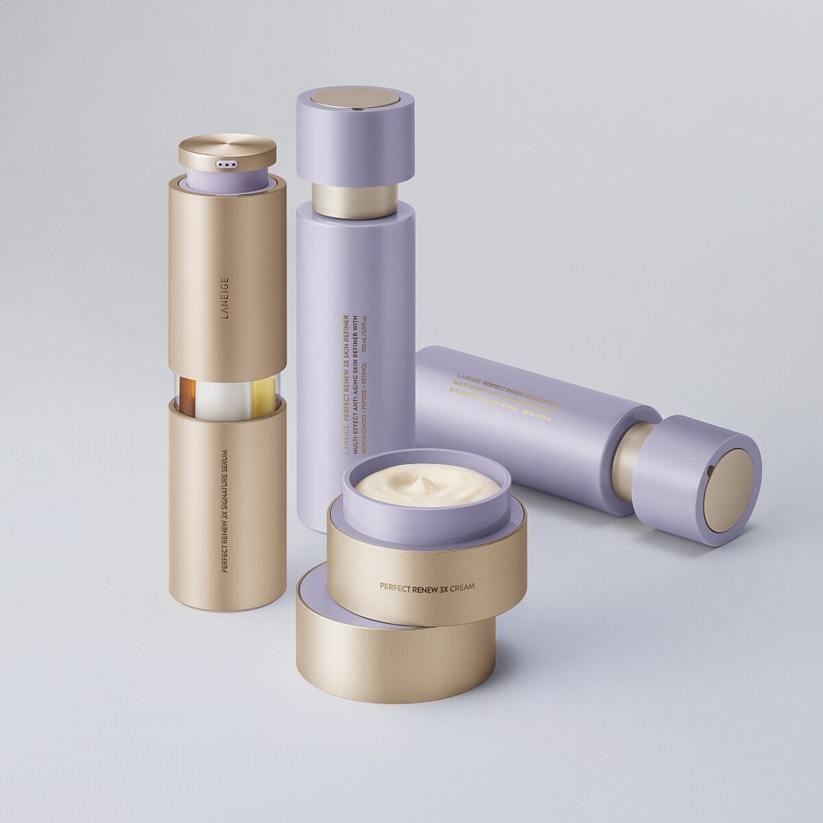 LANEIGE蘭芝完美新生三效全系列形象圖。