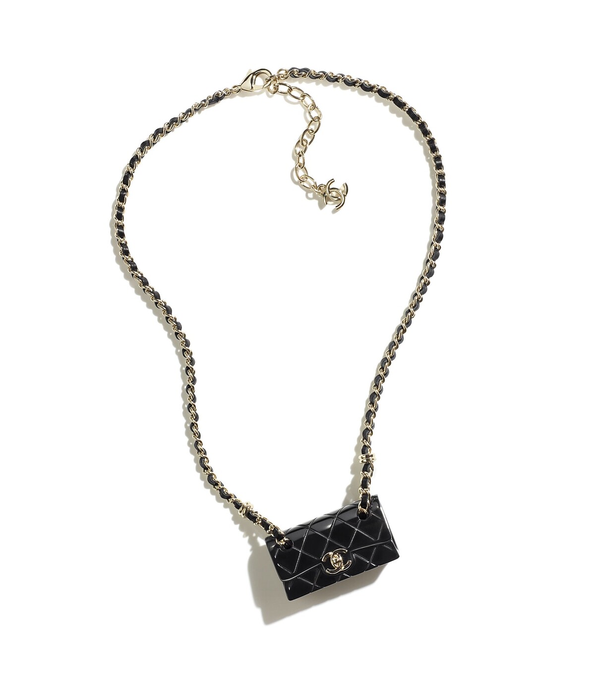 香奈兒金屬高級樹脂手拿包造型皮穿鍊短項鍊，NT 40.800