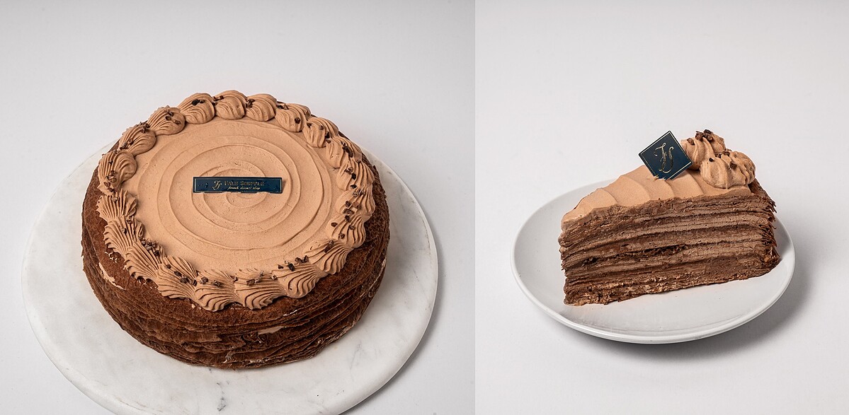 巧克力千層8吋NT1,250，切片NT150