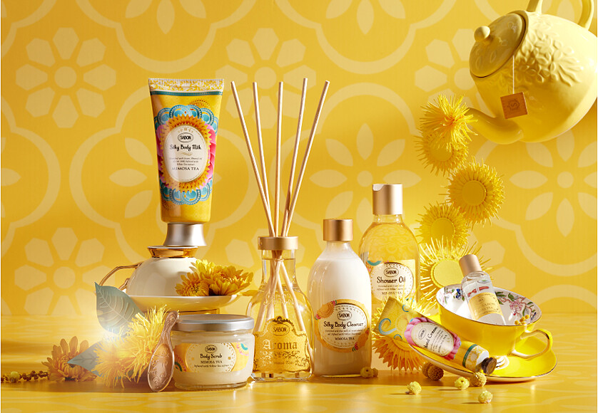 SABON茶語時光茗金合歡系列形象圖。