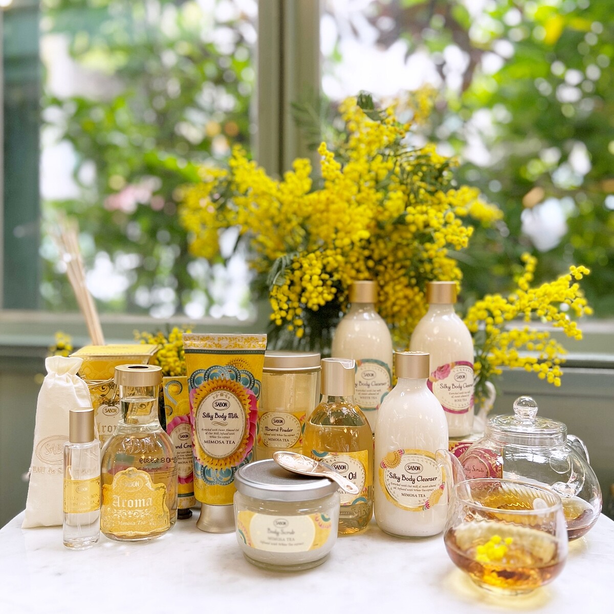 SABON茶語時光茗金合歡系列實品。