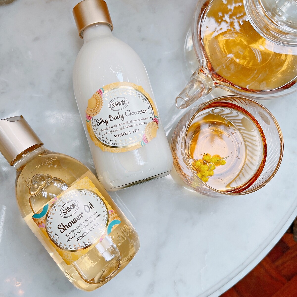 SABON溫和舒緩沐浴乳(茗金合歡、玫瑰茶語、白茶)300ml，NT1,180