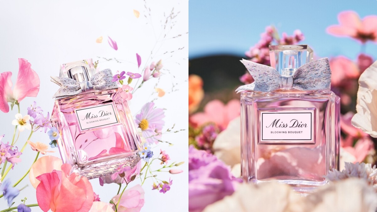 2023年1月1日台灣上市的Dior迪奧Miss Dior花漾迪奧淡香水Blooming Bouquet，瓶身換上緞帶的高訂單耳蝴蝶結。