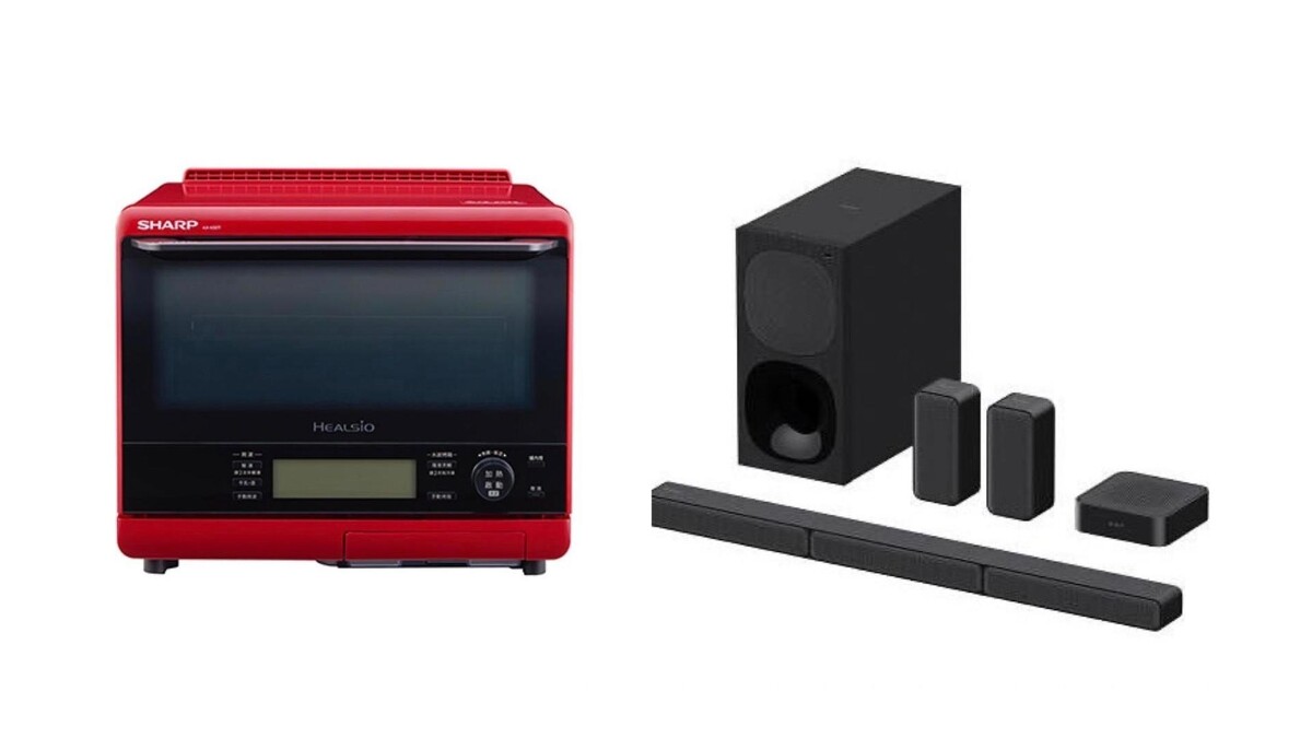 （左）誠品線上夏普31公升水波爐微波爐／（右）誠品線上│SONY 5.1 聲道家庭劇院組，特價NT8,990元。