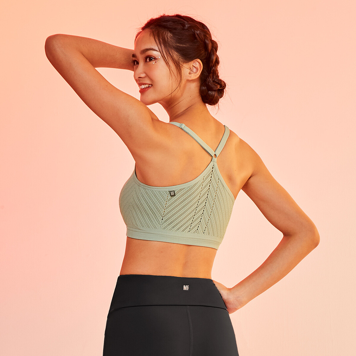 A++活力自在挖背可調肩帶舒適BRA（淺綠）