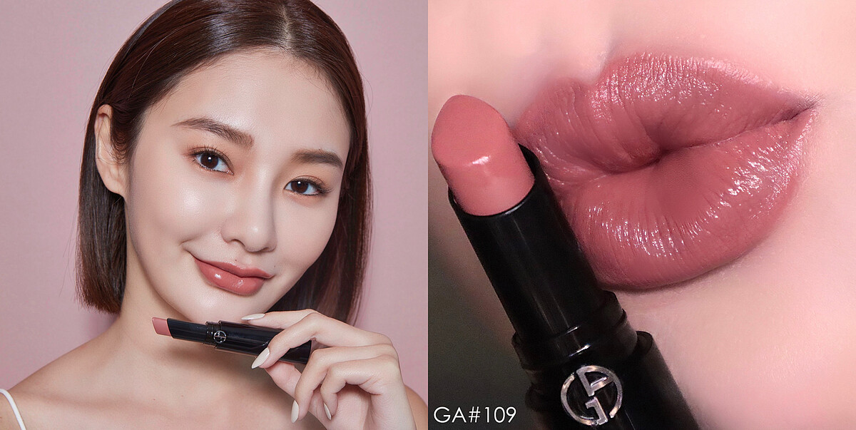 【奢華絲緞訂製唇膏】#109曖昧杏粉3.1g/ NTD$1,450 (圖片出處:Armani Beauty官方美圖)