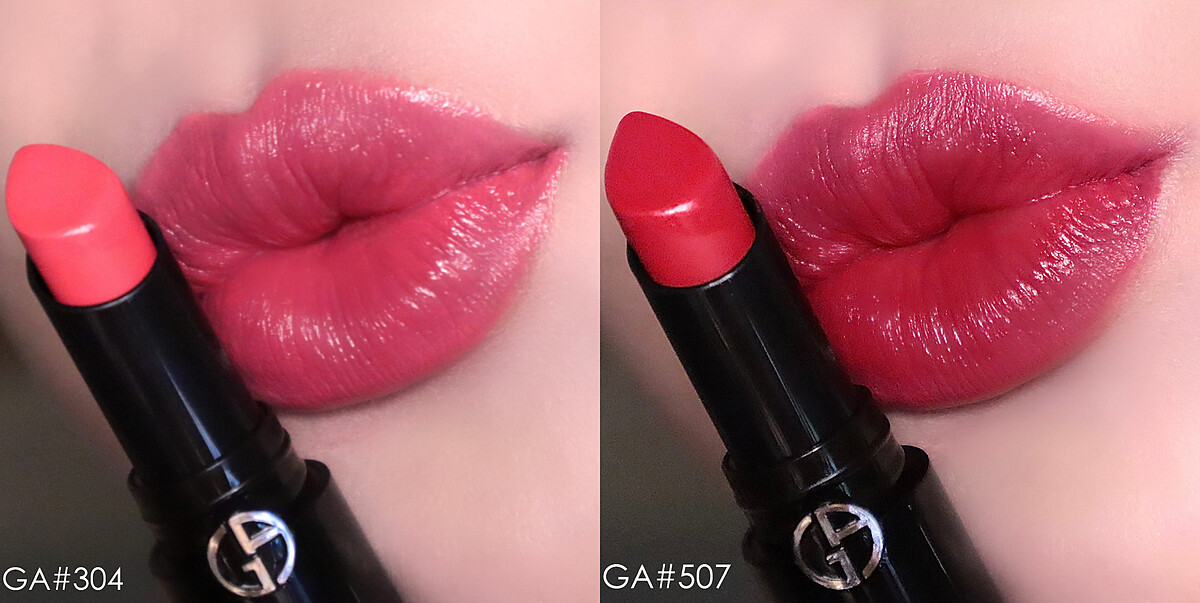 【奢華絲緞訂製唇膏】官網限定色#304寄情甜橙、#507焰火玫瑰3.1g/ NTD$1,450(圖片出處:Armani Beauty官方美圖)