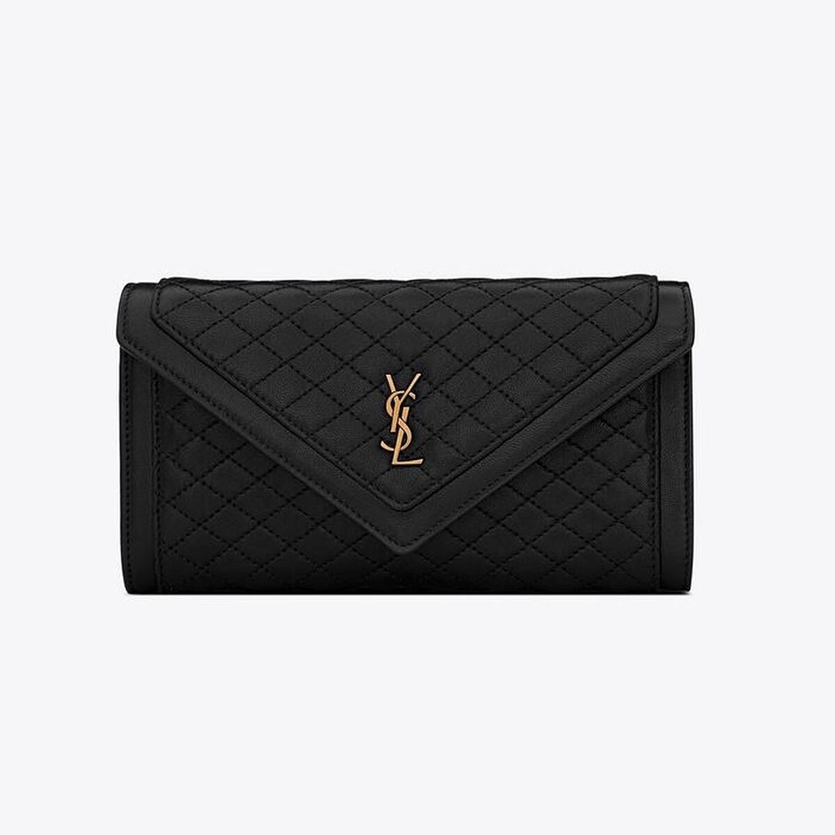 YSL GABY絎縫小羊皮大型翻蓋錢包，NT 31,900