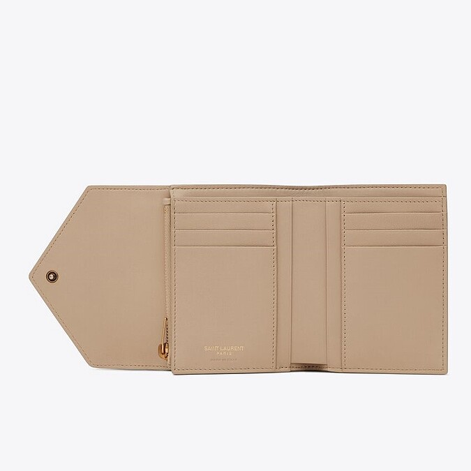 YSL GABY絎縫小羊皮小型三摺錢包，NT 25,400