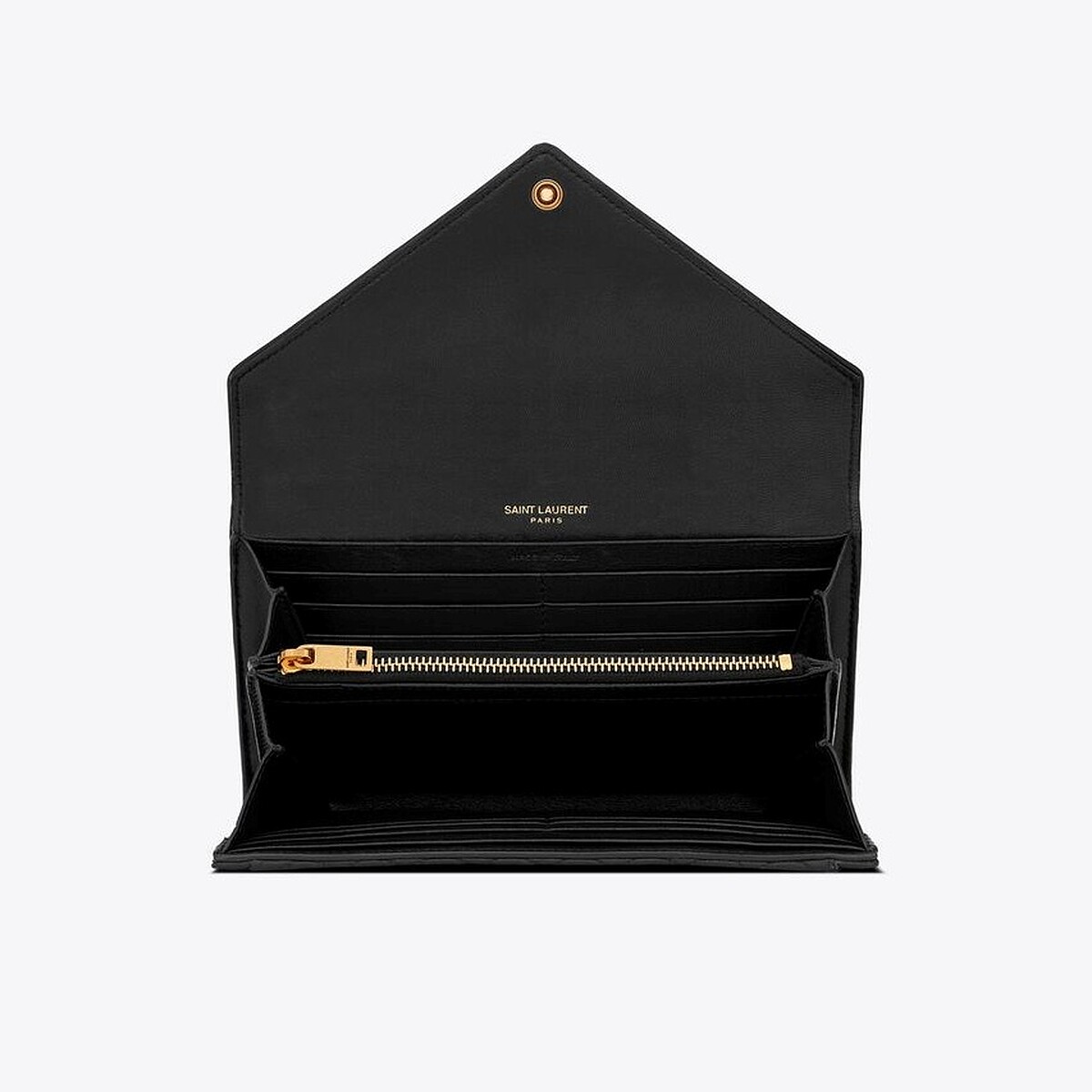 YSL GABY絎縫小羊皮大型翻蓋錢包，NT 31,900