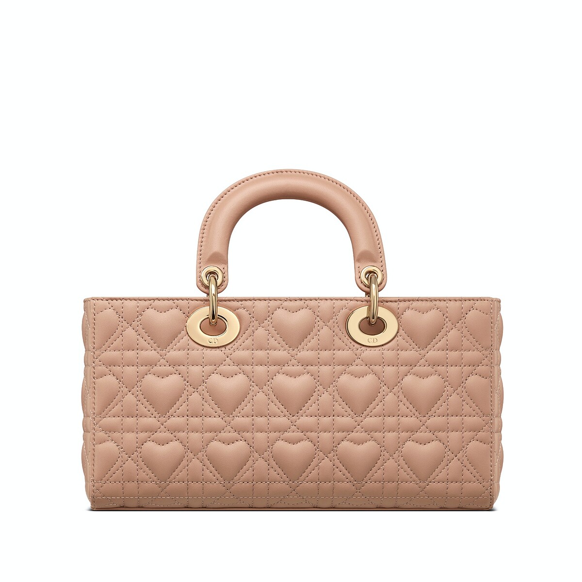 Dior Lady D-Joy玫瑰粉愛心籐格紋手提包，NT 150,000