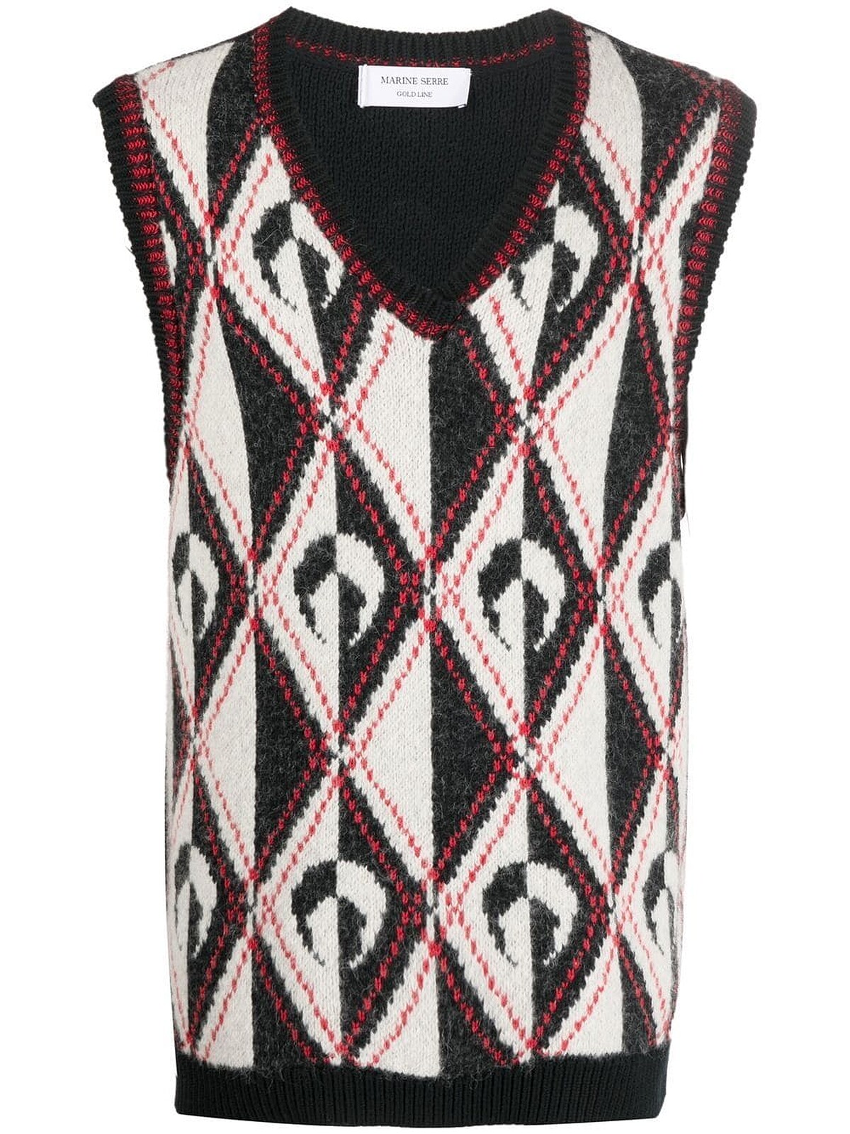 Marine Serre@Onefifteen 黑色格紋印花針織背心，NT17,680。
