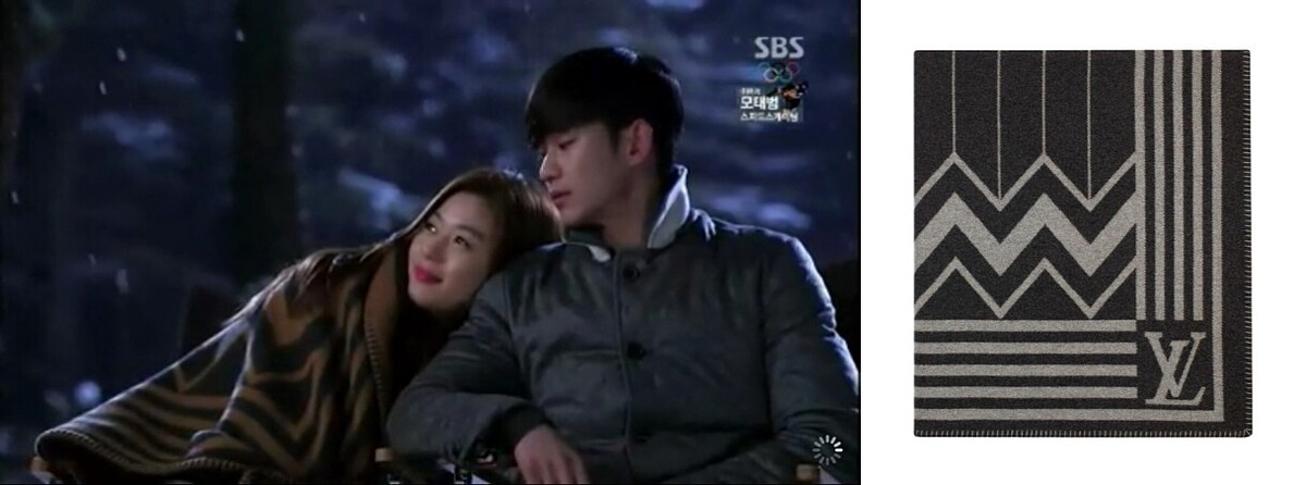 千頌尹(全智賢 飾)身著LV PLAID KARAKORAM GRIS 圖紋披肩!!