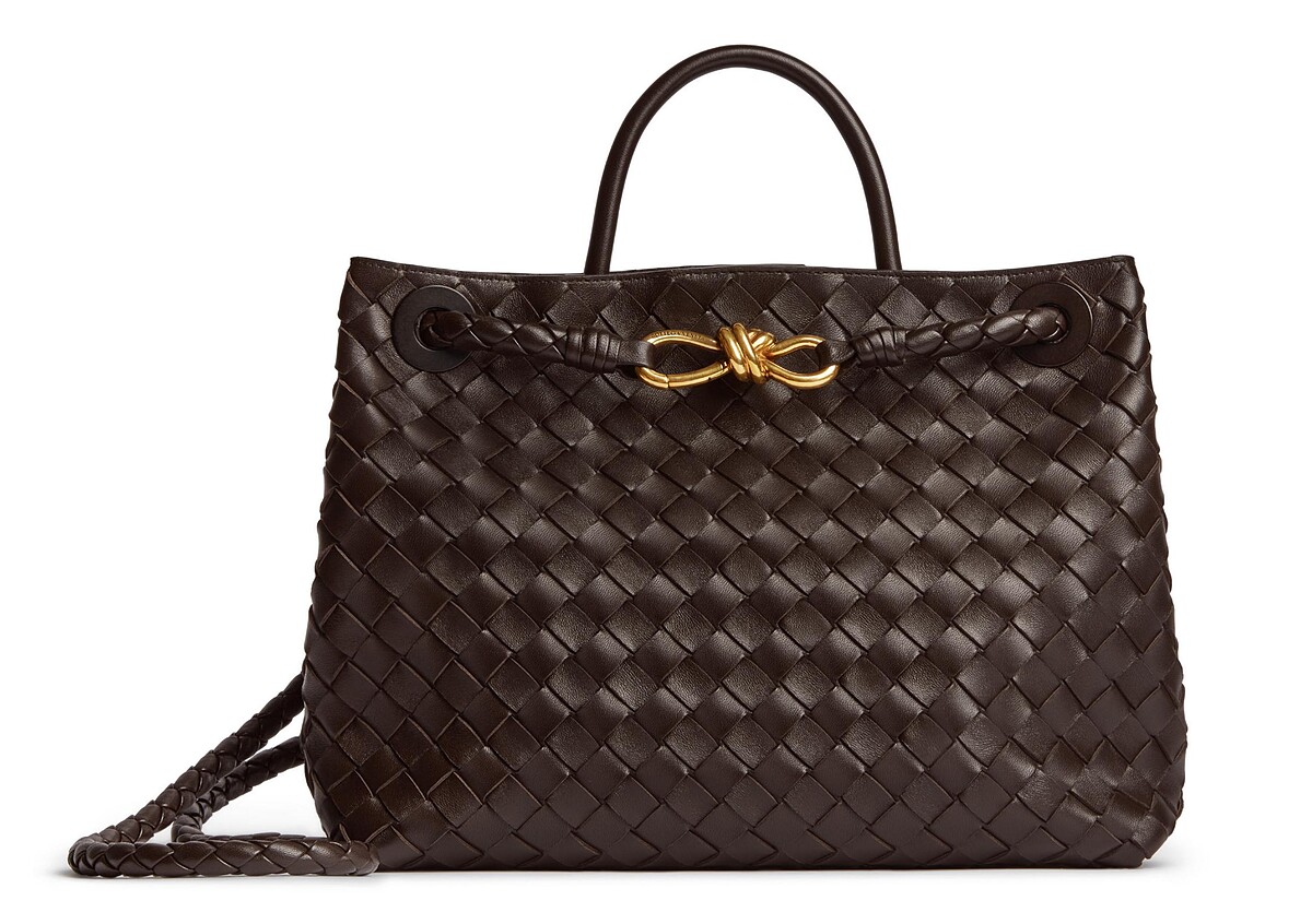 Andiamo 深棕色編織皮革中型手提包，NT 150,800