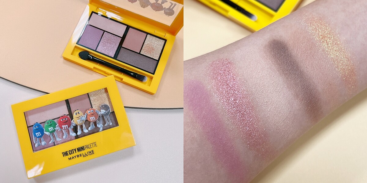 媚比琳城市限定迷你眼影盤M&M聯名款手部試色。