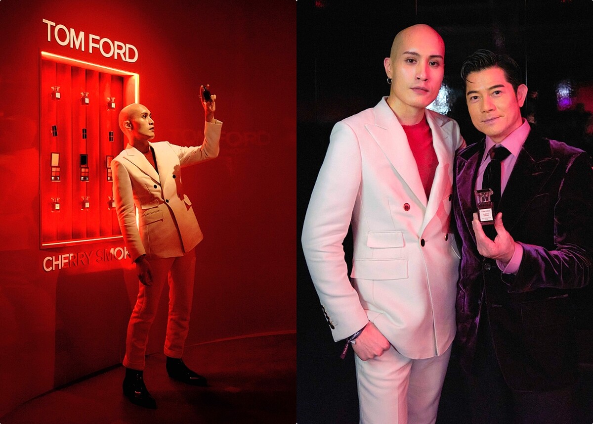 音樂鬼才黃宣出席TF私人調香情慾櫻桃系列新作發表會，還與郭富城合影。