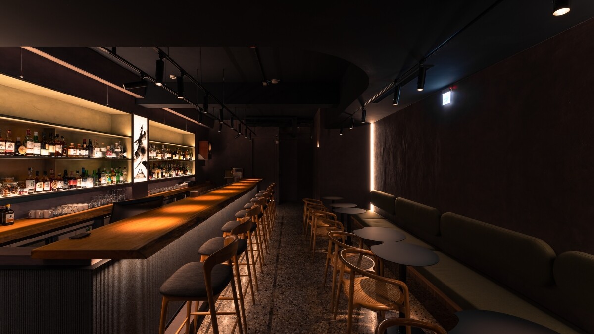 位於信義安和商圈的台北設計酒吧「BAR PINE 松」。