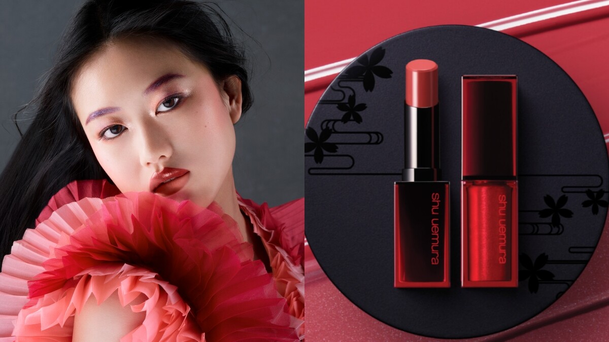 植村秀無色限唇彩東京野櫻限量色情境圖。