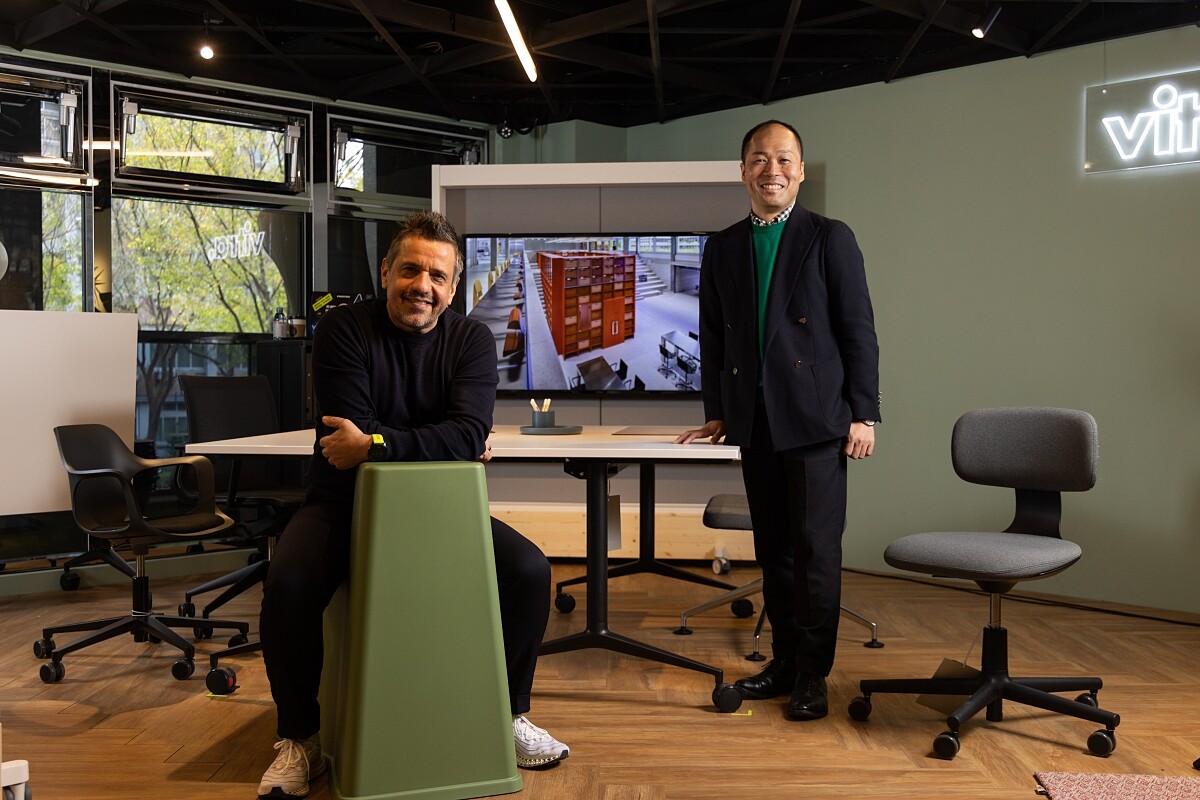 Vitra全球辦公調查研究趨勢長Raphael Gielgen（左）與亞太區總裁Ryo Kataigi（右）。