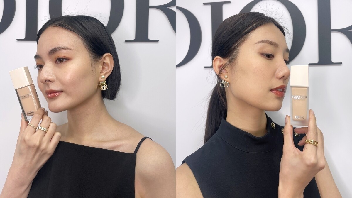 左：柔光妝效示範，右：柔霧妝效示範